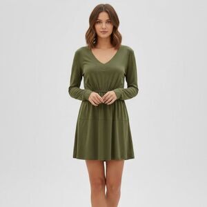 Michael Lauren Green V-neck Cinched Waist Dress Size Small NWOT